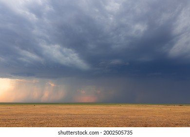 Cloudy And Stormy Sky Over Kazakh Steppe.