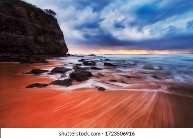 Cloudy Sunrise At Newport Beach Of Sydney Northern Beaches.