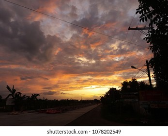 A Cloudy Sunset Of Butuan City, Philippines