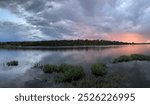 Cloudy Sunset Over an Lake Olathe Kansas Public Park