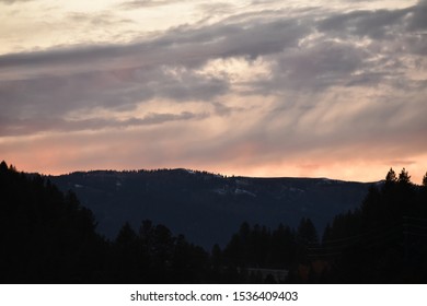 Cloudy Sunset Over The Mountains Of Cascade Idaho