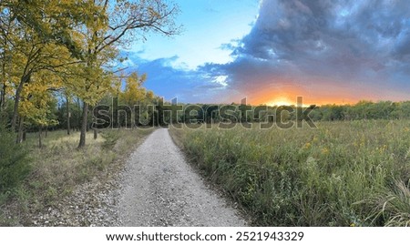 Cloudy Sunset Over an Olathe Kansas Public Walking Trail