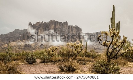 Cloudy Superstition Mountains in Apache Junction Arizona