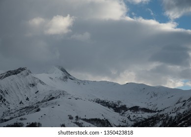 Cloudy View To Mountains In Les Sybelles In France