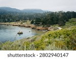 Cloudy view of the Pacific Coast from Point Lobos State Natural Reserve, in Carmel, California.