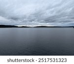 Cloudy weather in Rosario Strait. View of the islands. Washington State, USA.