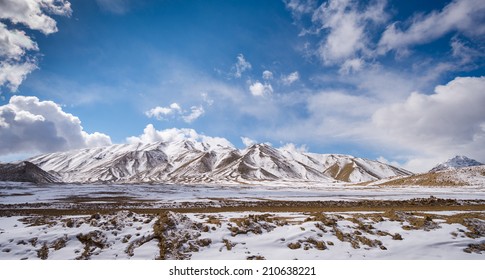 cloudy winter snow mountain range