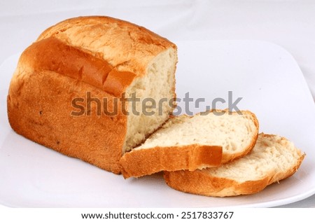 Clouse up of sliced bread in white background 