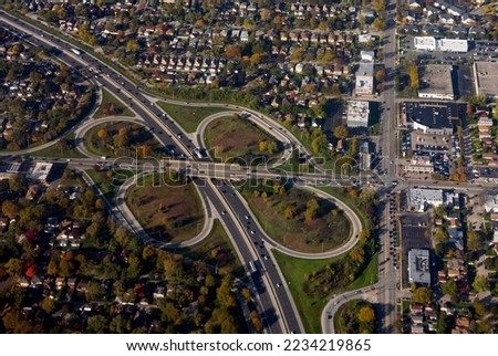 Cloverleaf interchange of highways in Lincolnwood near Chicago, Illinois