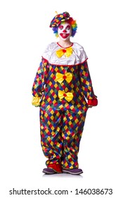 Clown In The Costume Isolated On White