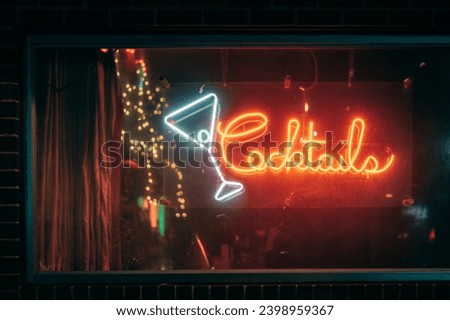 Club Charles vintage neon sign at night, Baltimore, Maryland