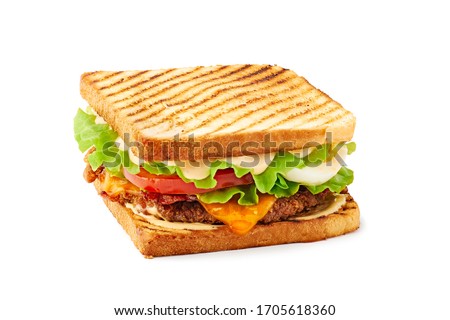 Club sandwich with chicken, egg and cheese on white