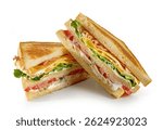 club sandwich halves isolated on white background