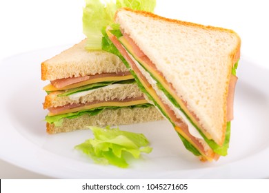 Club Sandwich with Salmon and Vegetables