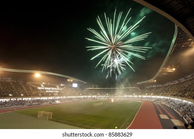 Stadium Soccer Fireworks Hd Stock Images Shutterstock