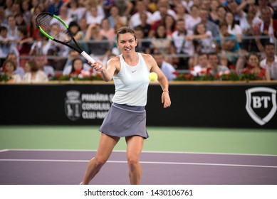 CLUJ, ROMANIA - JUNE 15, 2019: Tennis Player Legend Simona Halep Playing Against Daniela Hantuchova During The Sports Festival