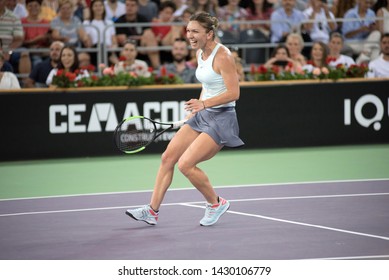 CLUJ, ROMANIA - JUNE 15, 2019: Tennis Player Legend Simona Halep Playing Against Daniela Hantuchova During The Sports Festival