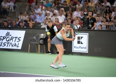 CLUJ, ROMANIA - JUNE 15, 2019: Tennis Player Legend Simona Halep Playing Against Daniela Hantuchova During The Sports Festival