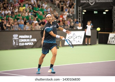 CLUJ, ROMANIA - JUNE 15, 2019: Tennis Player Fabio Fognini Playing Against Marius Copil During The Sports Festival