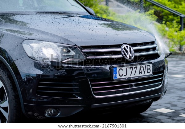 Cluj-Napoca, Cluj-Romania-06.13.2022-360 degree\
camera video monitoring system, mounted on VW Touareg, Exclusive\
package. Front and rear bumper cameras, Rear mirrors also.\
Headlight washing\
system