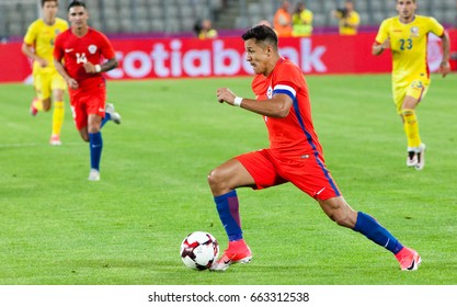 CLUJ-NAPOCA, ROMANIA - 13 JUNE 2017: Chile's Alexis Sanchez in action during the Romania vs Chile friendly, Cluj-Napoca, Romania - 13 June 2017
