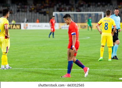 CLUJ-NAPOCA, ROMANIA - 13 JUNE 2017: Chile's Alexis Sanchez in action during the Romania vs Chile friendly, Cluj-Napoca, Romania - 13 June 2017
