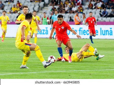 CLUJ-NAPOCA, ROMANIA - 13 JUNE 2017:Chile's Alexis Sanchez (R) of Romania during the Romania vs Chile friendly, Cluj-Napoca, Romania - 13 June 2017