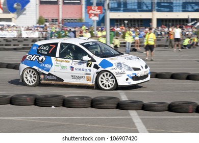 CLUJ-NAPOCA, ROMANIA - JUNE 22: Unidentified competitor during Rally of Romania 2012 National Championship "Dunlop"  on June 22, 2012 in Cluj-Napoca, Romania.