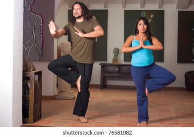 Clumsy Yoga Beginner About To Lose  His Balance