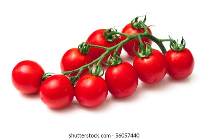 Cluster Of Cherry  Tomatoes On The White Isolated Background