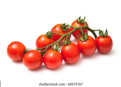 Cluster Of Cherry  Tomatoes On The White Isolated Background