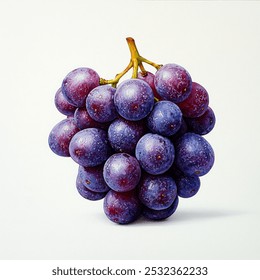 A cluster of fresh purple grapes against a plain background.