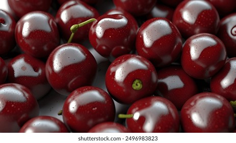 A cluster of ripe dark red cherries with gloss - Powered by Shutterstock