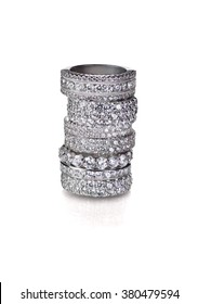 Cluster Stack Of Diamond Wedding Engagement Rings