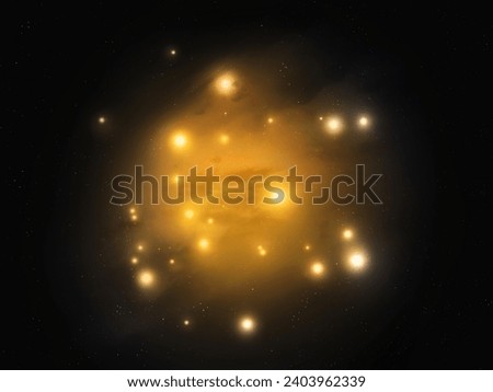 A cluster of stars in a cosmic nebula. Beautiful constellation with interstellar gas. Exploring the depths of the universe. Science background.