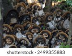 Cluster of Tanuki Figurines with Hats and Cloaks