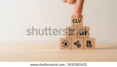 CLV Customer Lifetime Value concept. Increasing CLV marketing strategy planning, optimizing CLV to improve bottom line and create more loyal and valuable customers. Efforts to increase profitability. 