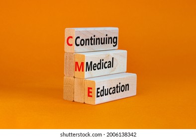 CME, Continuing Medical Education Symbol. Wooden Blocks With Words CME, Continuing Medical Education On Beautiful Orange Background. Business, CME, Continuing Medical Education Concept.