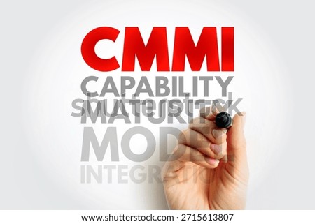 CMMI Capability Maturity Model Integration concept with hand writing abbreviation, representing quality improvement, process optimization, and organizational development standard