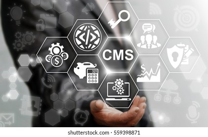 CMS Business Web Computer Website Administration Concept. Content Management System SEO Network Internet Technology