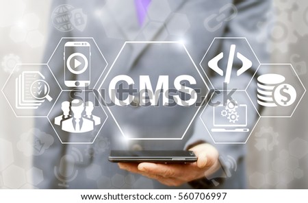 CMS business web computer website administration concept. Content management system SEO network internet technology