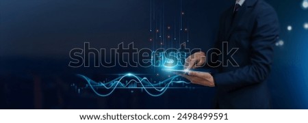 CMS: Content Management System Concept, Businessman Uses Tablet on CMS Icon Global Networking, Content Creation, User Engagement, Collaborative Efforts Develop Smart Solutions from Digital Technology.