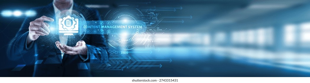 CMS, developer holding organized global industry, website management, digital content creation, publishing workflows, platform customization, user experience enhancement, and seamless content delivery