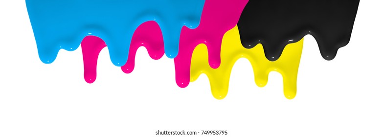 CMYK Color flowing down as symbol for creativity and design