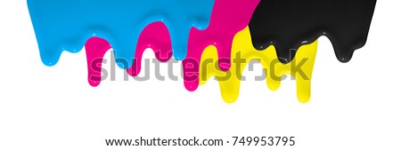 CMYK Color flowing down as symbol for creativity and design