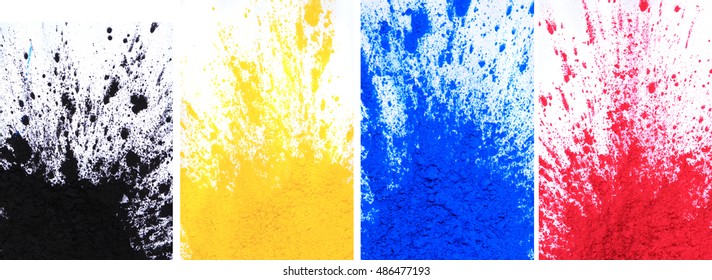 Cmyk Toner Powder (cyan, Magenta, Yellow, Black) Isolated On White Background