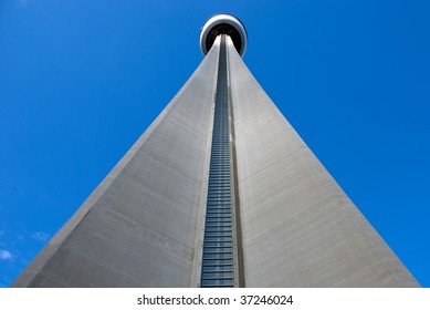 CN tower seen from the pedestrian perspective - an extreme closeup.