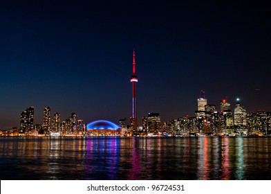 CN Tower Toronto Buildings At Night