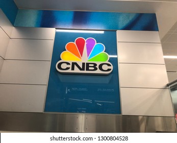 CNBC News Logo, NBC News TV Studio - Atlanta, Georgia - January 2019