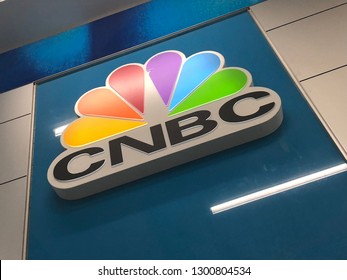 CNBC News Logo, NBC News TV Studio - Atlanta, Georgia - January 2019